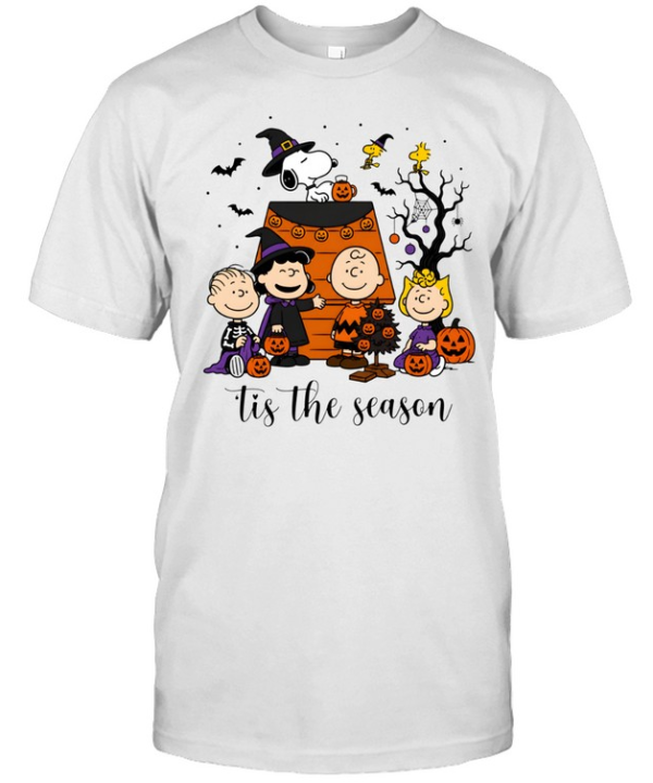 Tis The Season Peanuts Halloween Snoopy Doghouse Graphic Classic Men's T-shirt