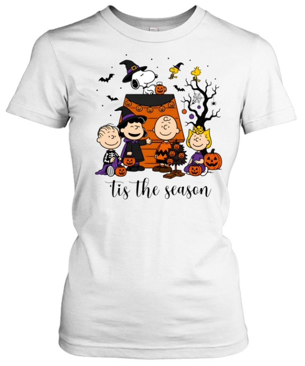 Tis The Season Peanuts Halloween Snoopy Doghouse Graphic  Classic Women's T-shirt