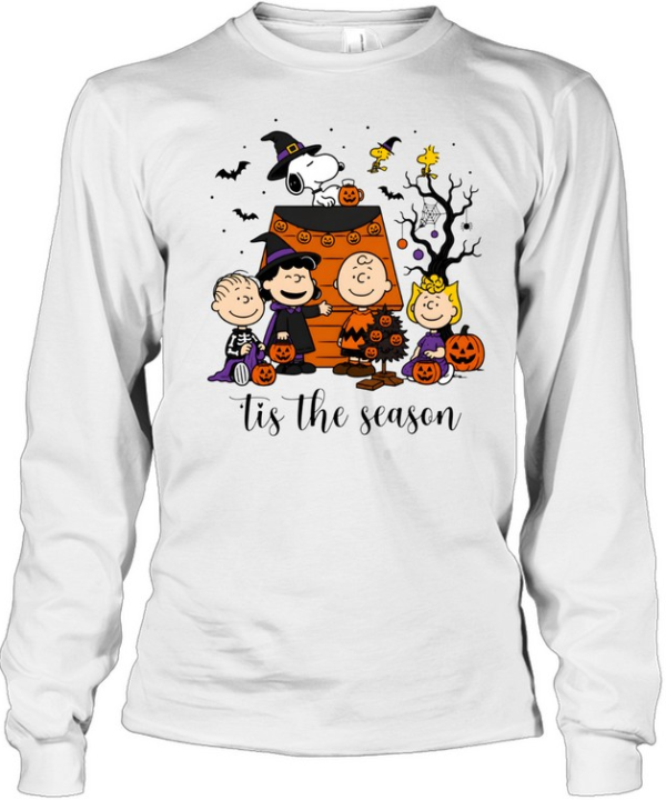 Tis The Season Peanuts Halloween Snoopy Doghouse Graphic  Long Sleeved T-shirt
