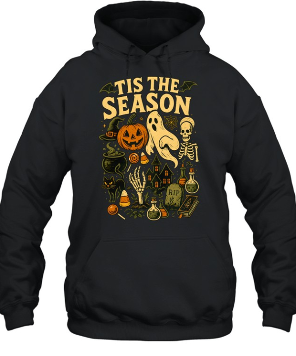 Tis The Season Spooky Halloween Elements Ghost Pumpkin  Unisex Hoodie