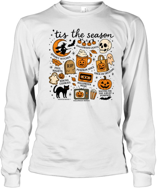 Tis The Season Spooky Halloween Flash Sheet Elements  Long Sleeved T-shirt