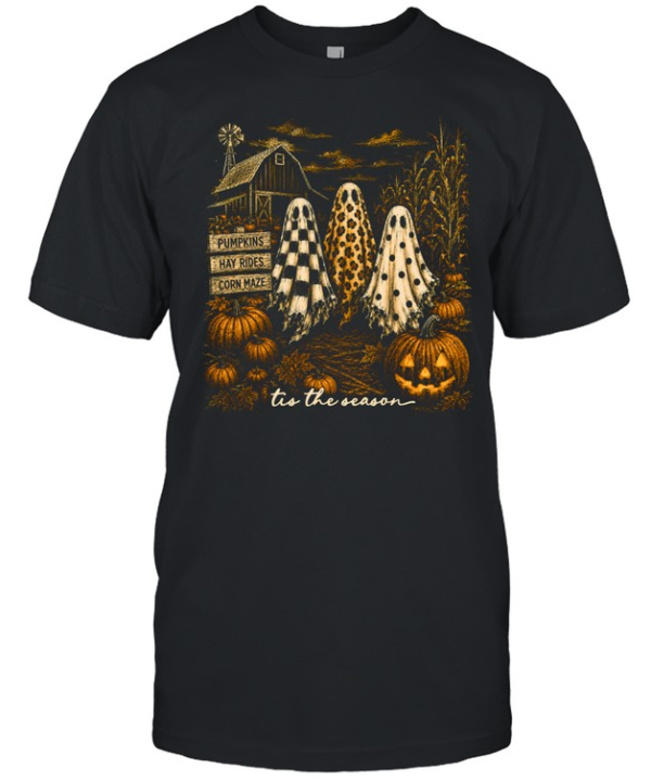 Tis The Season Vintage Farmhouse Ghosts Pumpkin Patch  Classic Men's T-shirt