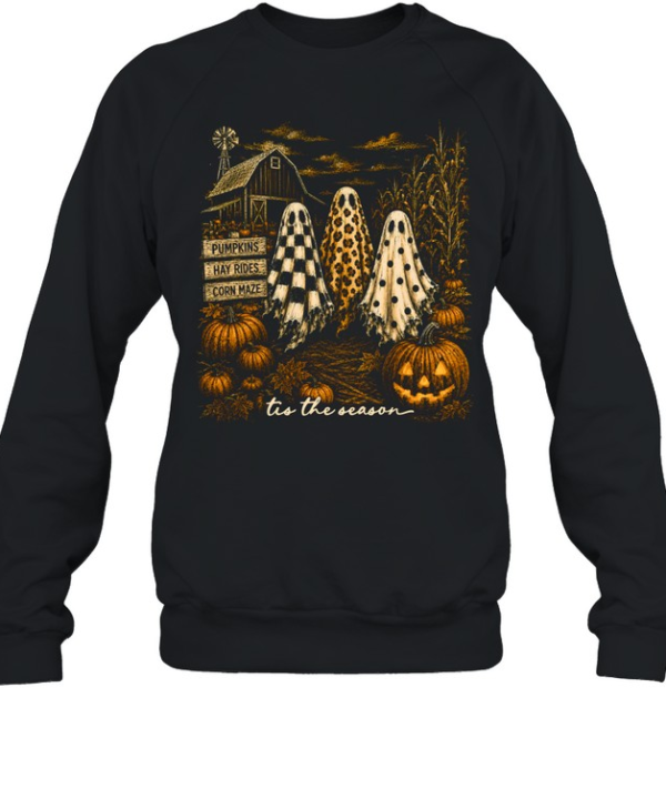 Tis The Season Vintage Farmhouse Ghosts Pumpkin Patch  Unisex Sweatshirt