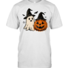 Vintage Halloween Ghost And Pumpkin Wearing Witch Hats  Classic Men's T-shirt