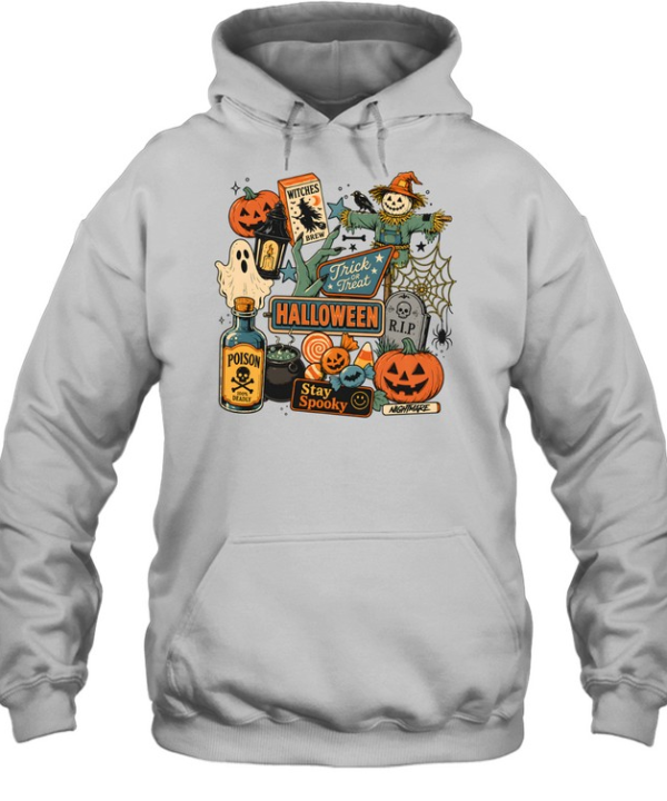 Vintage Halloween Trick Or Treat Stay Spooky Retro Graphic  Unisex Hoodie