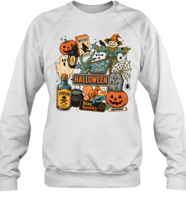 Vintage Halloween Trick Or Treat Stay Spooky Retro Graphic  Unisex Sweatshirt
