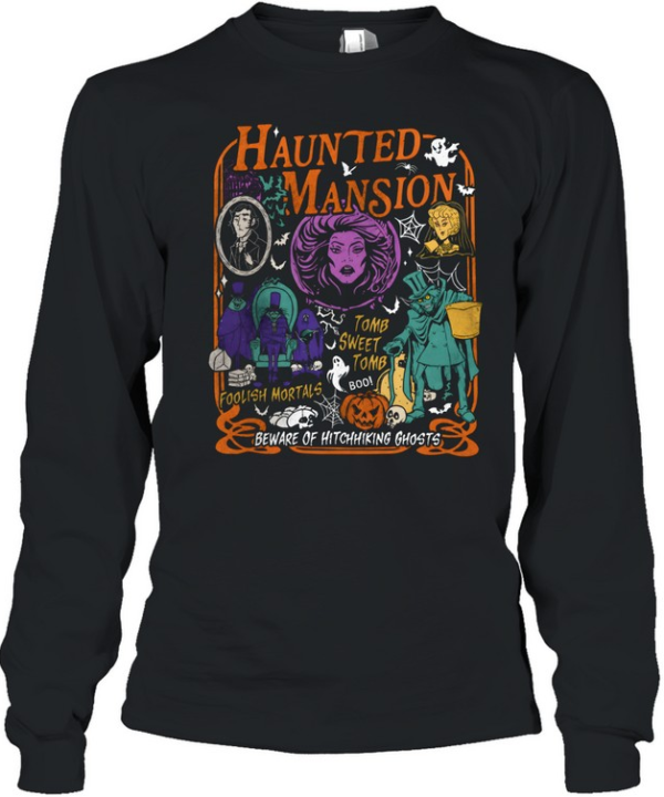 Vintage Haunted Mansion  Madame Leota Hatbox Ghost Halloween  Long Sleeved T-shirt