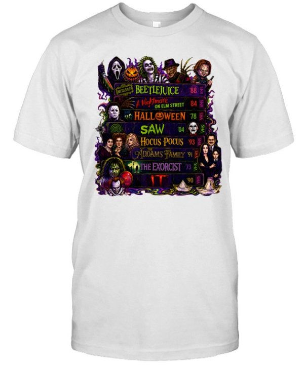 Vintage Horror Movie VHS Tapes Beetlejuice Halloween Slasher  Classic Men's T-shirt