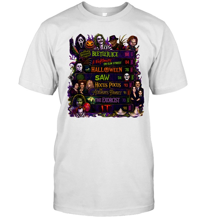 Vintage Horror Movie VHS Tapes Beetlejuice Halloween Slasher Classic Men's T-shirt Vintage Horror Movie VHS Tapes Beetlejuice Halloween Slasher Classic Men's T-shirt