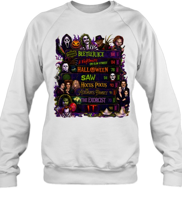 Vintage Horror Movie VHS Tapes Beetlejuice Halloween Slasher Unisex Sweatshirt