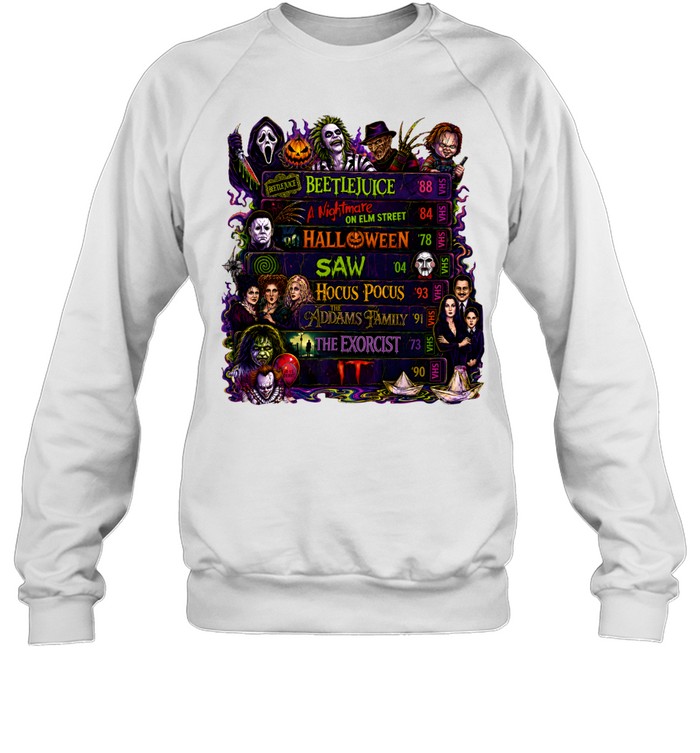 Vintage Horror Movie VHS Tapes Beetlejuice Halloween Slasher Unisex Sweatshirt Vintage Horror Movie VHS Tapes Beetlejuice Halloween Slasher Unisex Sweatshirt