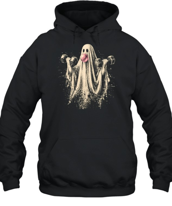 Vintage Lifting Ghost Weightlifting Dumbbell Halloween  Unisex Hoodie