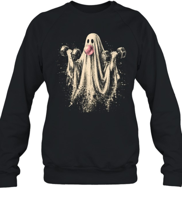 Vintage Lifting Ghost Weightlifting Dumbbell Halloween  Unisex Sweatshirt
