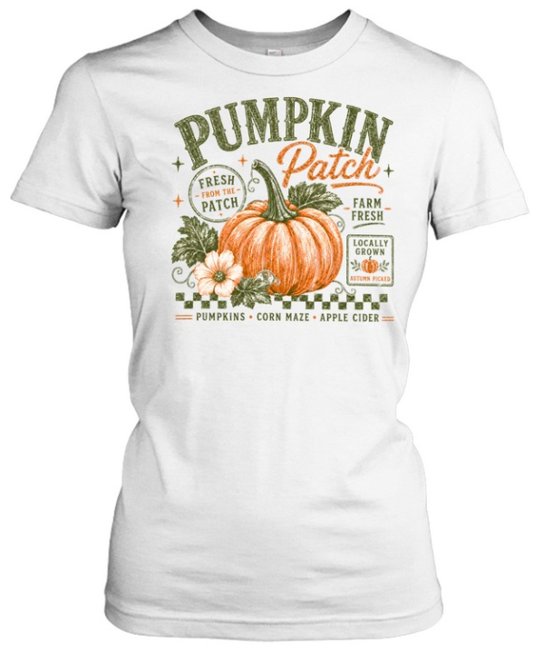 Vintage Pumpkin Patch Fresh Farm Fall Autumn  Classic Women's T-shirt