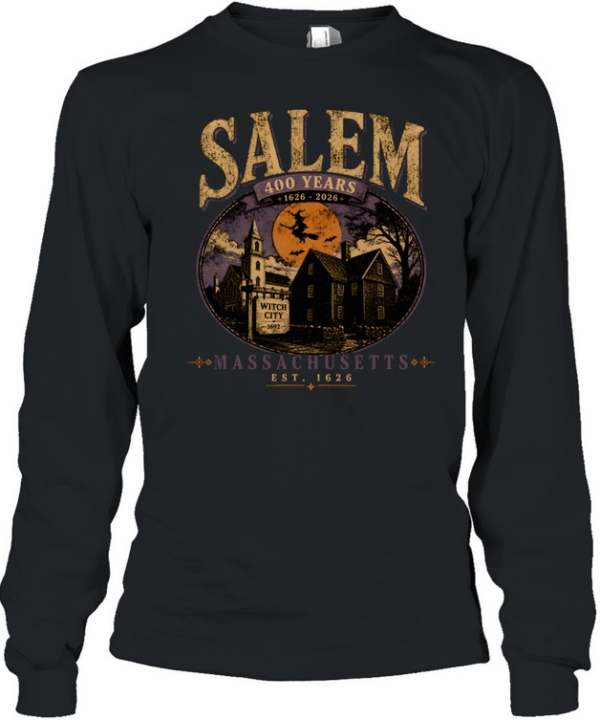 Vintage Salem Massachusetts 400 Years 1626-2026 Witch City  Long Sleeved T-shirt