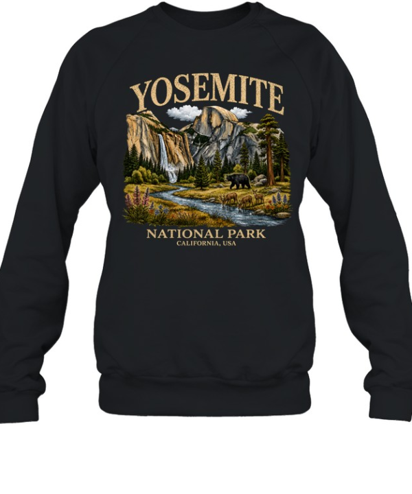Yosemite National Park California Half Dome Bear Wildlife Washed  Unisex Sweatshirt