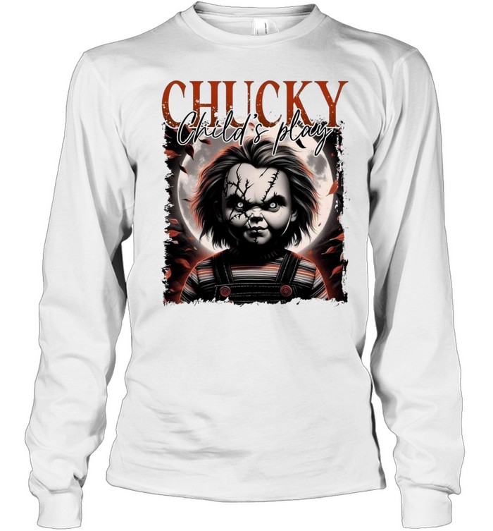 Chucky Child's Play Full Moon Halloween Horror Graphic Long Sleeved T-shirt