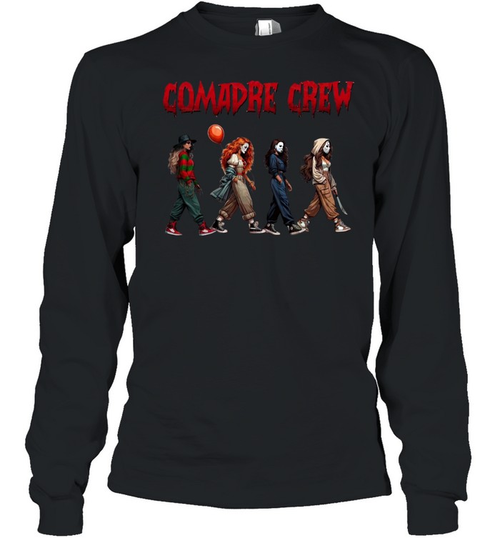 Comadre Crew Streetwear Slasher Girls Squad Halloween Graphic Long Sleeved T-shirt