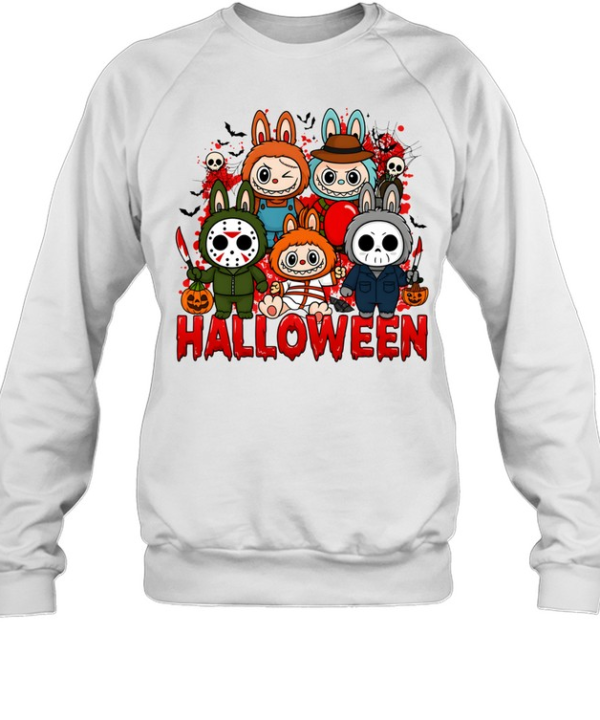 Cute Halloween Horror Bunny Squad Spooky Slasher Friends Graphic  Unisex Sweatshirt