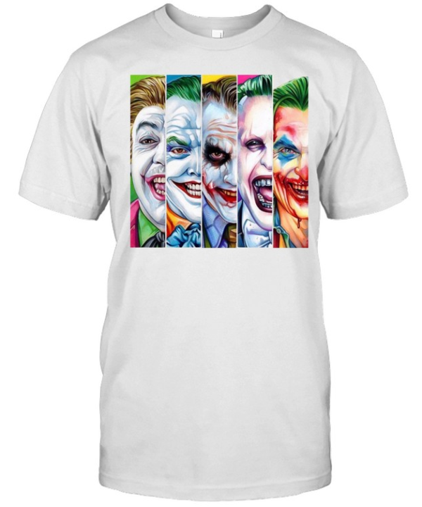 Evolution of Joker Clown Prince of Crime Halloween Comic Graphic Classic Men's T-shirt