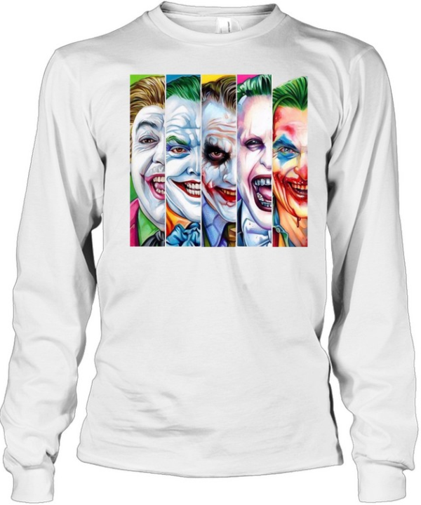 Evolution of Joker Clown Prince of Crime Halloween Comic Graphic  Long Sleeved T-shirt