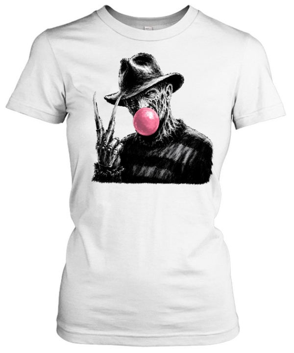 Funny Freddy Krueger Blowing Bubble Gum Peace Sign Halloween Horror  Classic Women's T-shirt