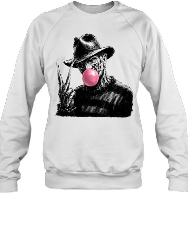 Funny Freddy Krueger Blowing Bubble Gum Peace Sign Halloween Horror  Unisex Sweatshirt