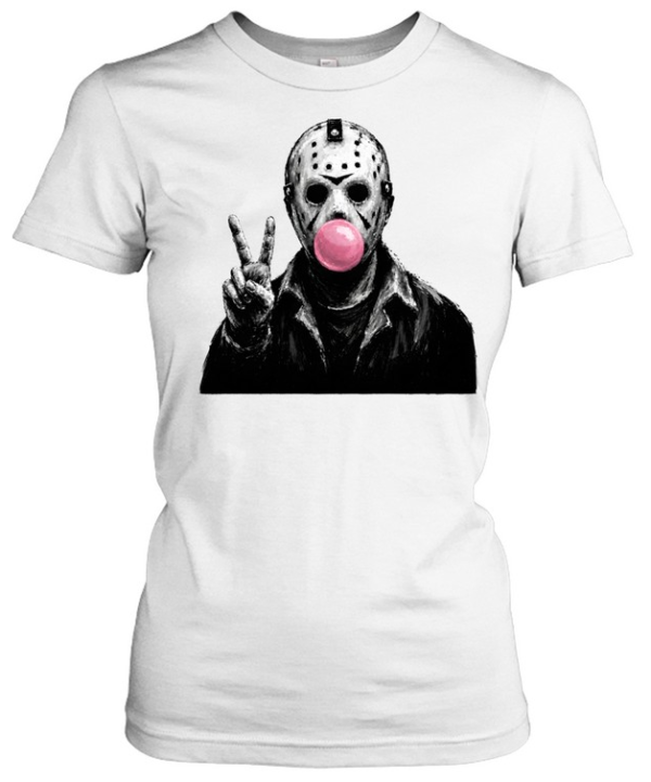 Funny Jason Voorhees Blowing Bubble Gum Peace Sign Halloween Horror  Classic Women's T-shirt