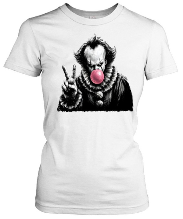 Funny Pennywise Blowing Bubble Gum Peace Sign Halloween Horror  Classic Women's T-shirt
