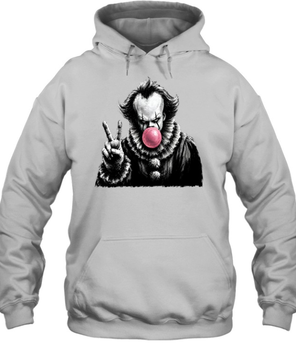 Funny Pennywise Blowing Bubble Gum Peace Sign Halloween Horror  Unisex Hoodie