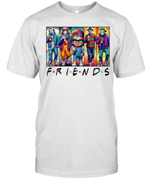 Horror Friends Streetwear Slasher Squad Drinking Coffee Halloween Classic Men's T-shirt