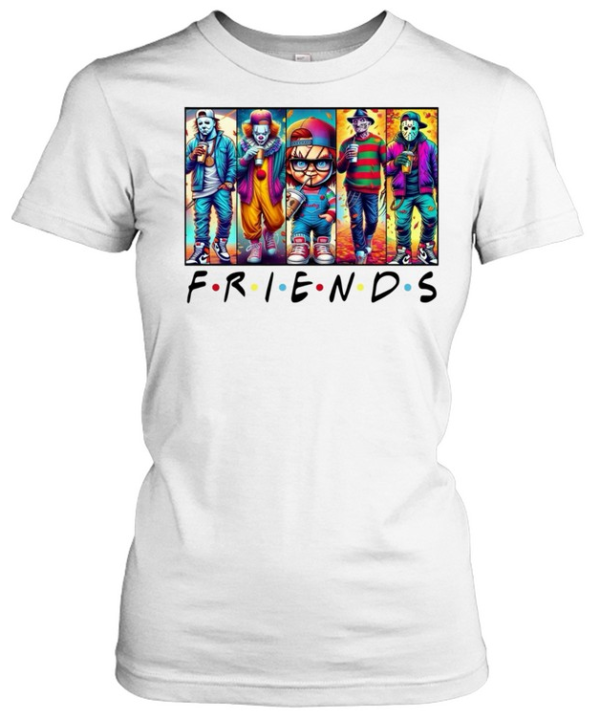 Horror Friends Streetwear Slasher Squad Drinking Coffee Halloween  Classic Women's T-shirt