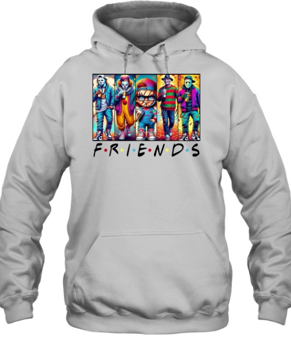 Horror Friends Streetwear Slasher Squad Drinking Coffee Halloween  Unisex Hoodie