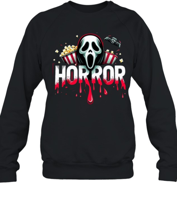 Horror Movie Night Ghostface Popcorn Blood Drip Halloween  Unisex Sweatshirt