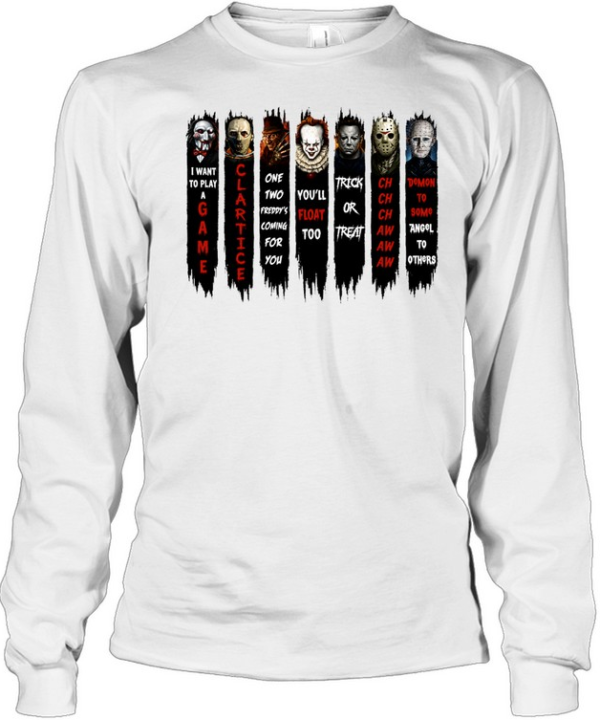 Horror Slasher Movie Quotes Squad Halloween Graphic Long Sleeved T-shirt