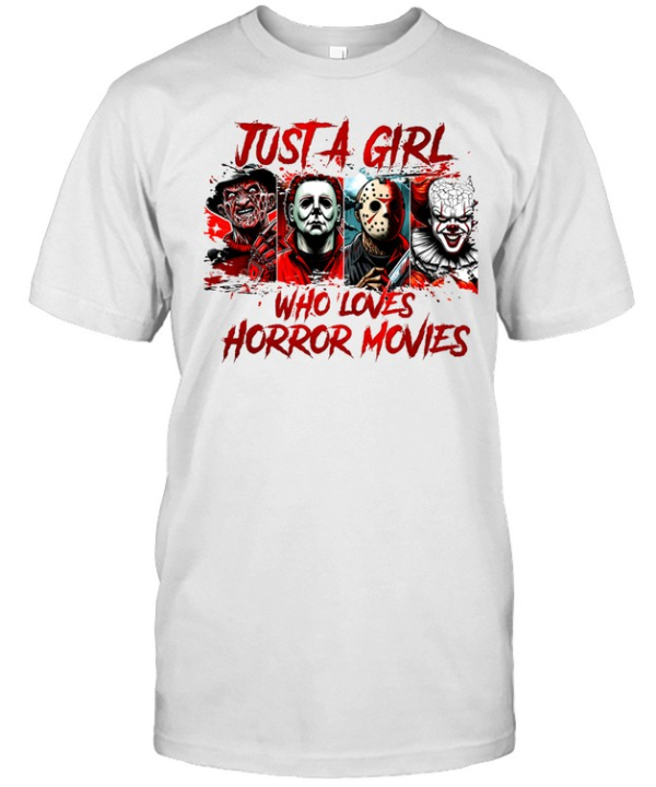 Just A Girl Who Loves Horror Movies Slasher Squad Graphic Halloween Classic Men's T-shirt