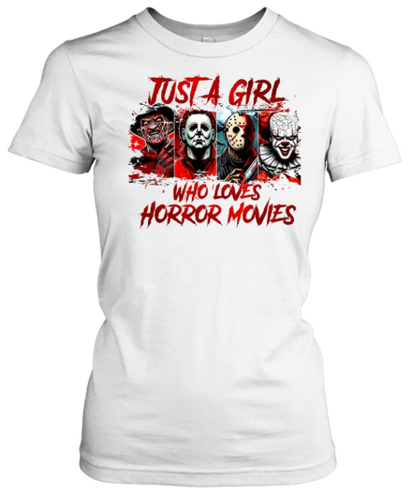 Just A Girl Who Loves Horror Movies Slasher Squad Graphic Halloween  Classic Women's T-shirt