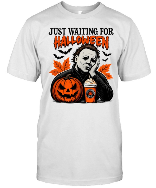 Just Waiting For Halloween Michael Myers Pumpkin Coffee  Classic Men's T-shirt