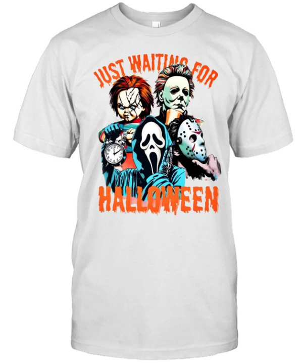Just Waiting For Halloween Slasher Squad Graphic Horror Movie  Classic Men's T-shirt