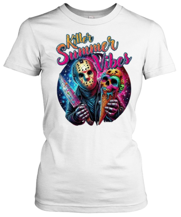 Killer Summer Vibes Jason Voorhees Ice Cream Skull Halloween Horror  Classic Women's T-shirt