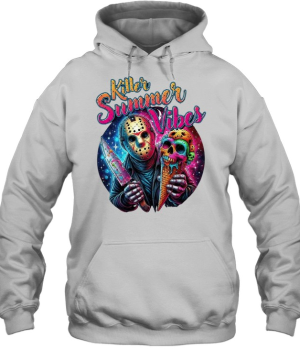 Killer Summer Vibes Jason Voorhees Ice Cream Skull Halloween Horror  Unisex Hoodie