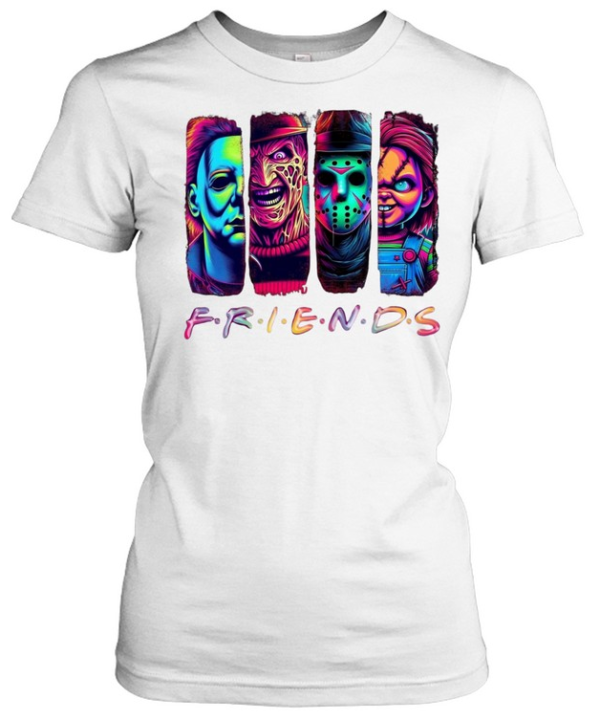 Neon Horror Friends Slasher Squad Michael Freddy Jason Chucky  Classic Women's T-shirt