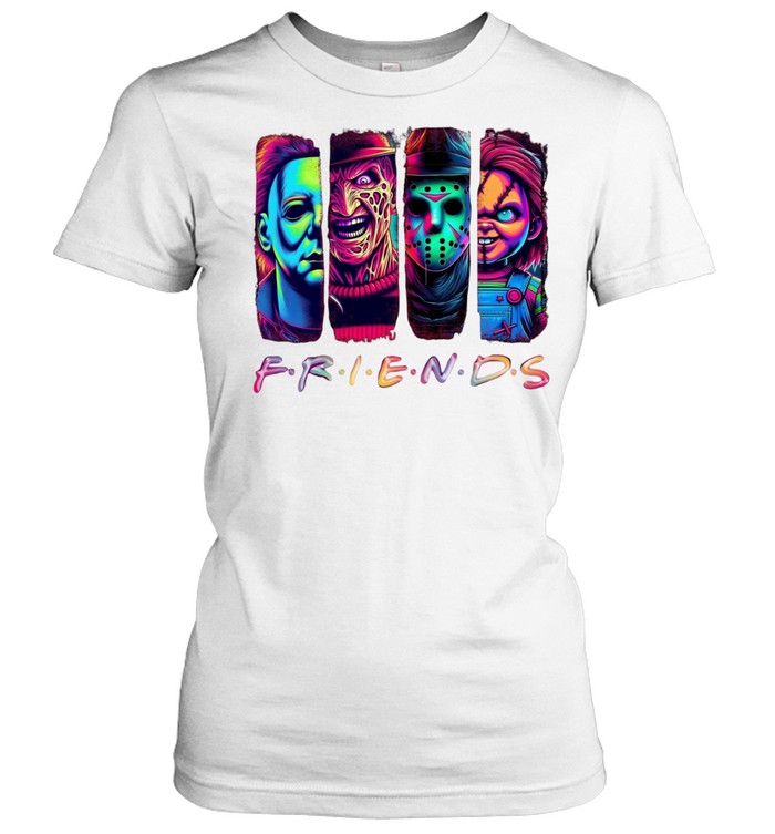 Neon Horror Friends Slasher Squad Michael Freddy Jason Chucky Classic Women's T-shirt