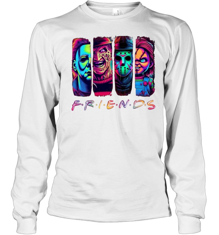 Neon Horror Friends Slasher Squad Michael Freddy Jason Chucky Long Sleeved T-shirt