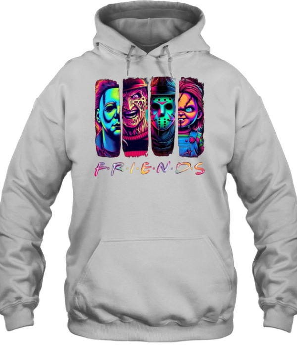 Neon Horror Friends Slasher Squad Michael Freddy Jason Chucky Unisex Hoodie