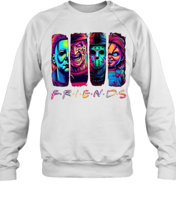 Neon Horror Friends Slasher Squad Michael Freddy Jason Chucky Unisex Sweatshirt