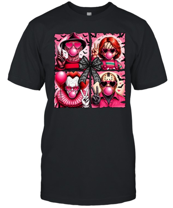 Pink Coquette Slasher Squad Bubblegum Bow Halloween Graphic  Classic Men's T-shirt