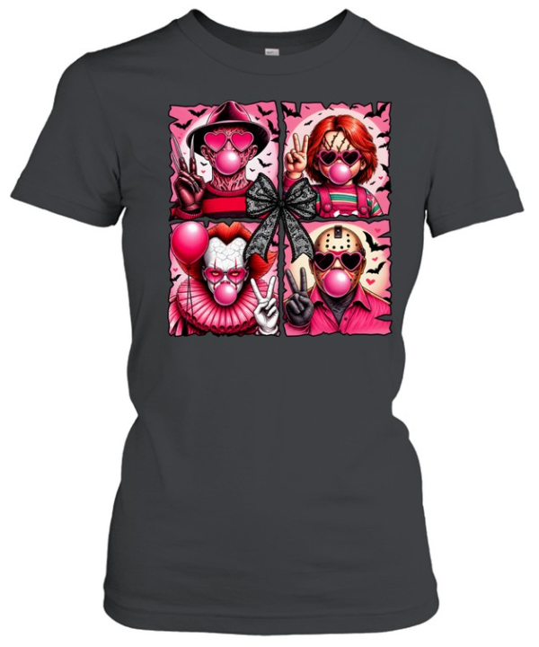 Pink Coquette Slasher Squad Bubblegum Bow Halloween Graphic  Classic Women's T-shirt