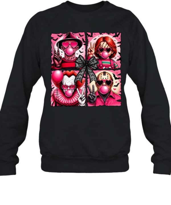 Pink Coquette Slasher Squad Bubblegum Bow Halloween Graphic  Unisex Sweatshirt