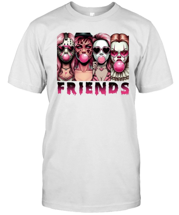 Pink Horror Friends Slasher Girls Blowing Bubble Gum Halloween Classic Men's T-shirt